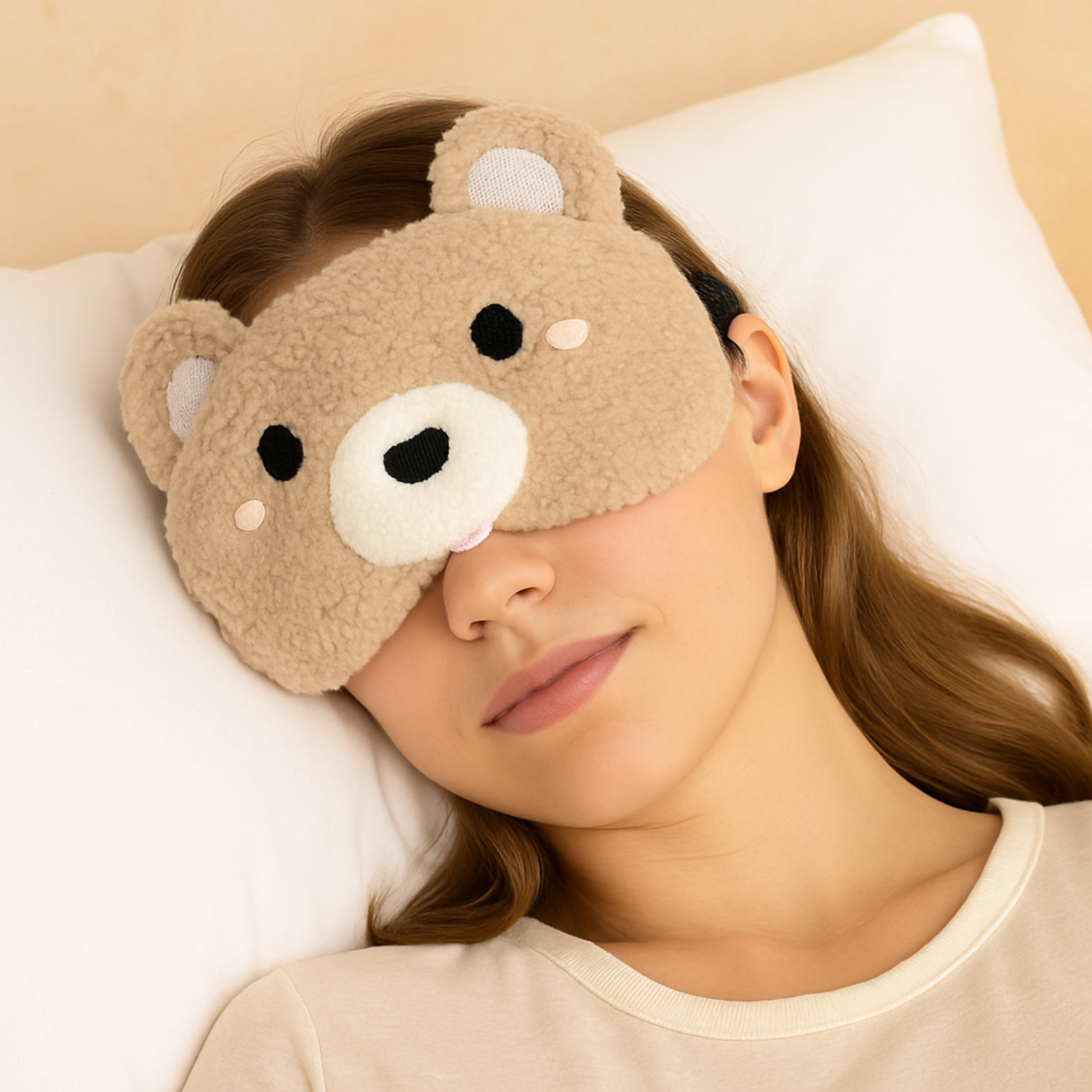 Plush Bear Sleep Eye Mask with Hot & Cold Gel Pad for Men Women Kids