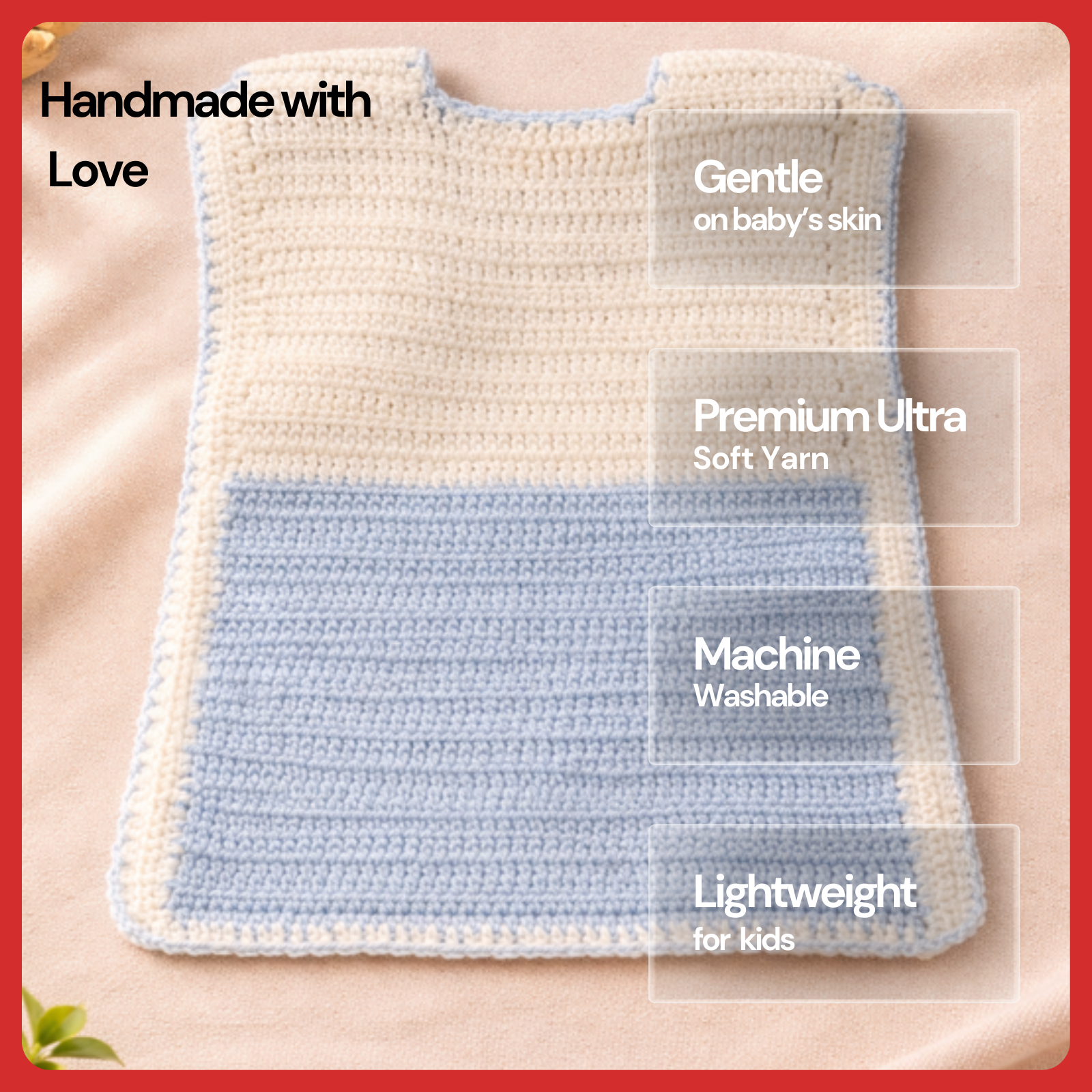 Winter Special Handmade Crochet Blue & White Baby Sweater (2–4 Years)