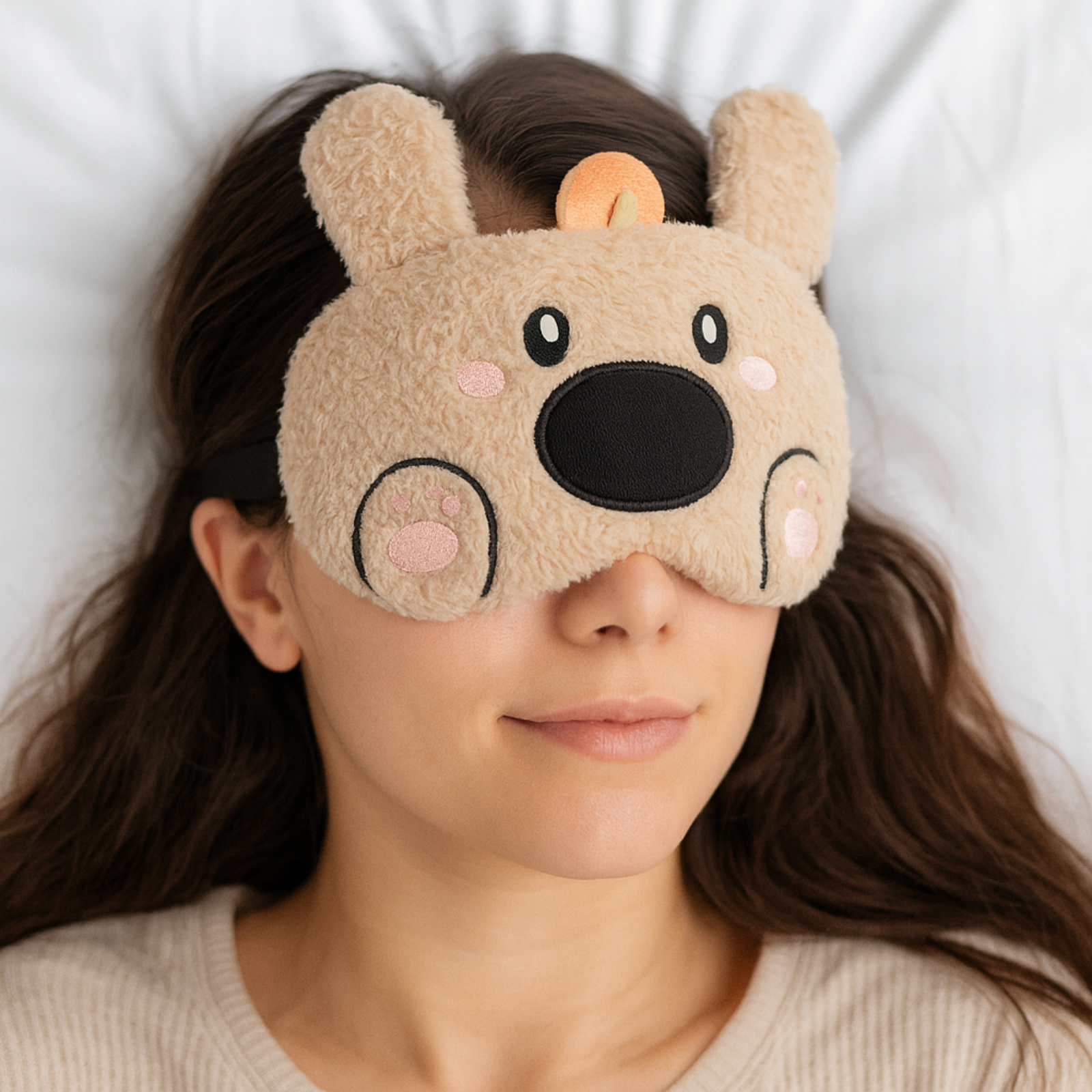 Plush Bear Eye Mask with Hot & Cold Gel Pad for Men & Women