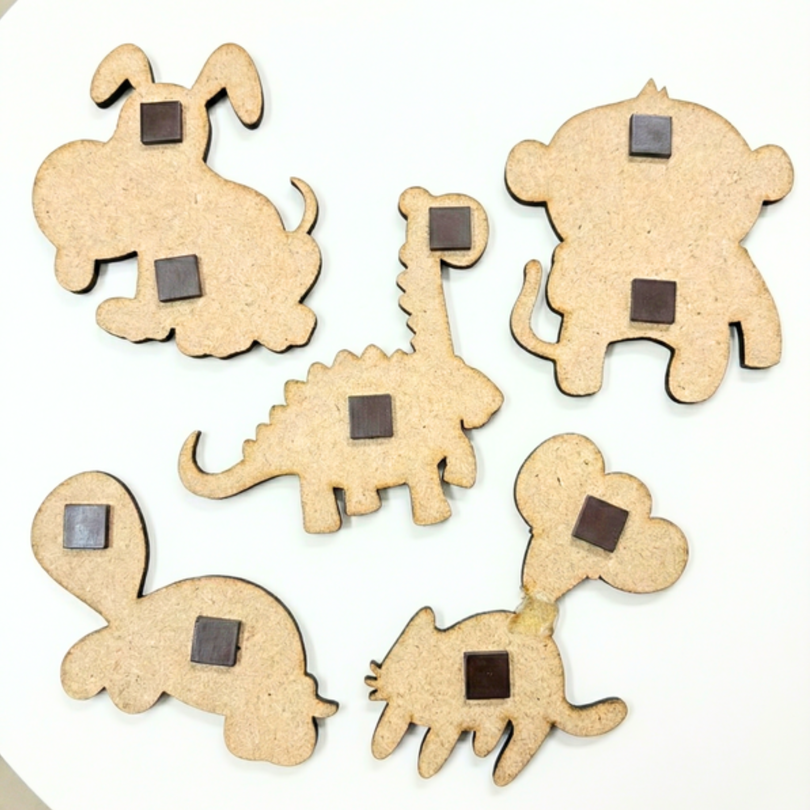 DIY Animal Painting Magnet Kit (5 Wooden Magnets + 6 Colors + 1 Brush)
