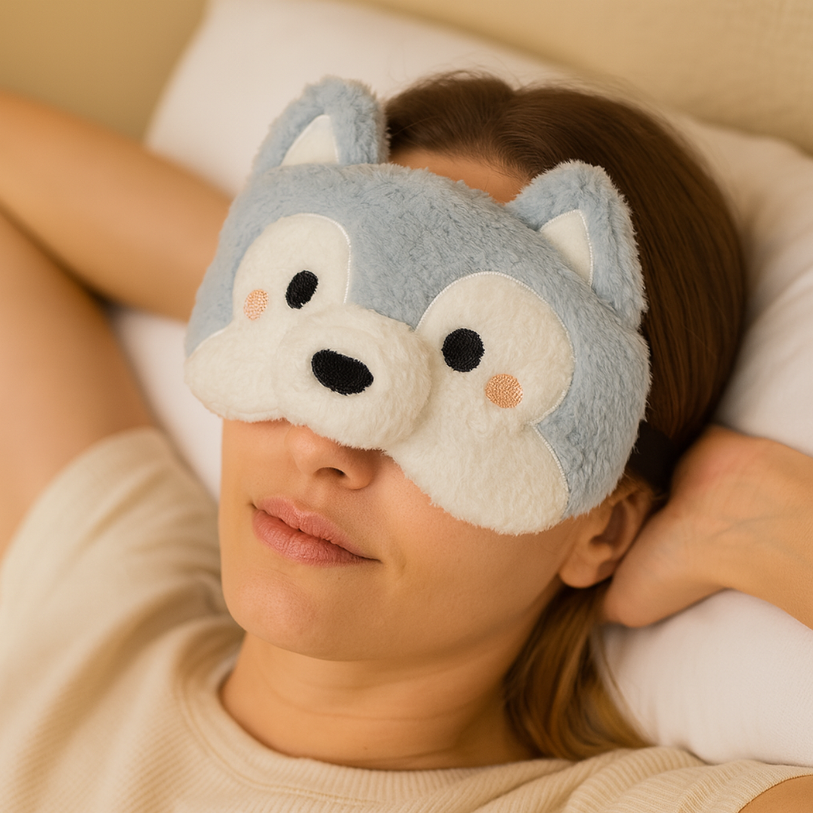 3D Husky Sleep Eye Mask with Hot & Cold Gel Pad