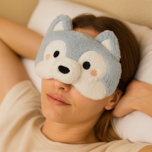 3D Husky Sleep Eye Mask with Hot & Cold Gel Pad