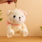 Teddy Bear with Bow Plush Keychain