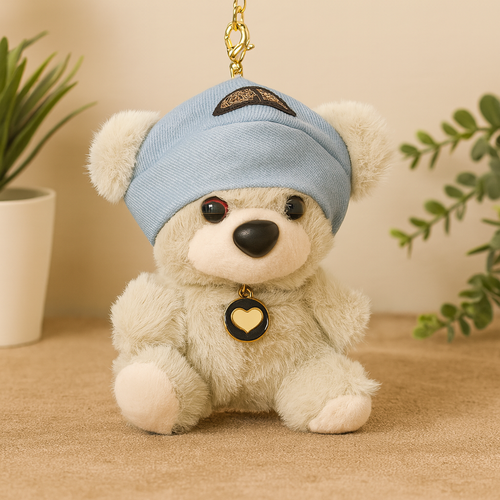 Teddy Bear with Hat Plush Keychain