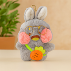 Nerdy Bunny Plush Keychain with Glasses