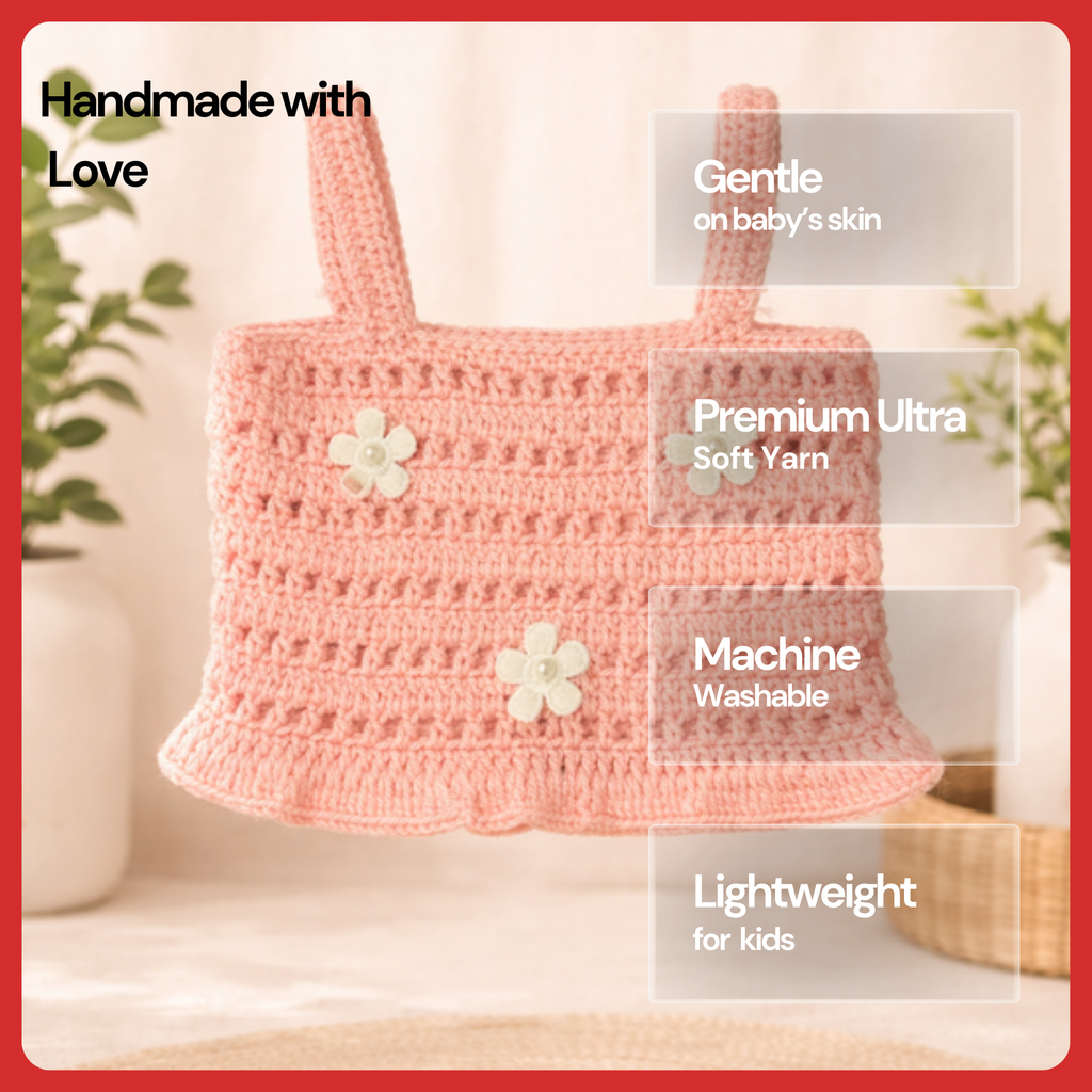 Winter Special Handmade Crochet Top & Shorts Set for Kids (2–4 Years)