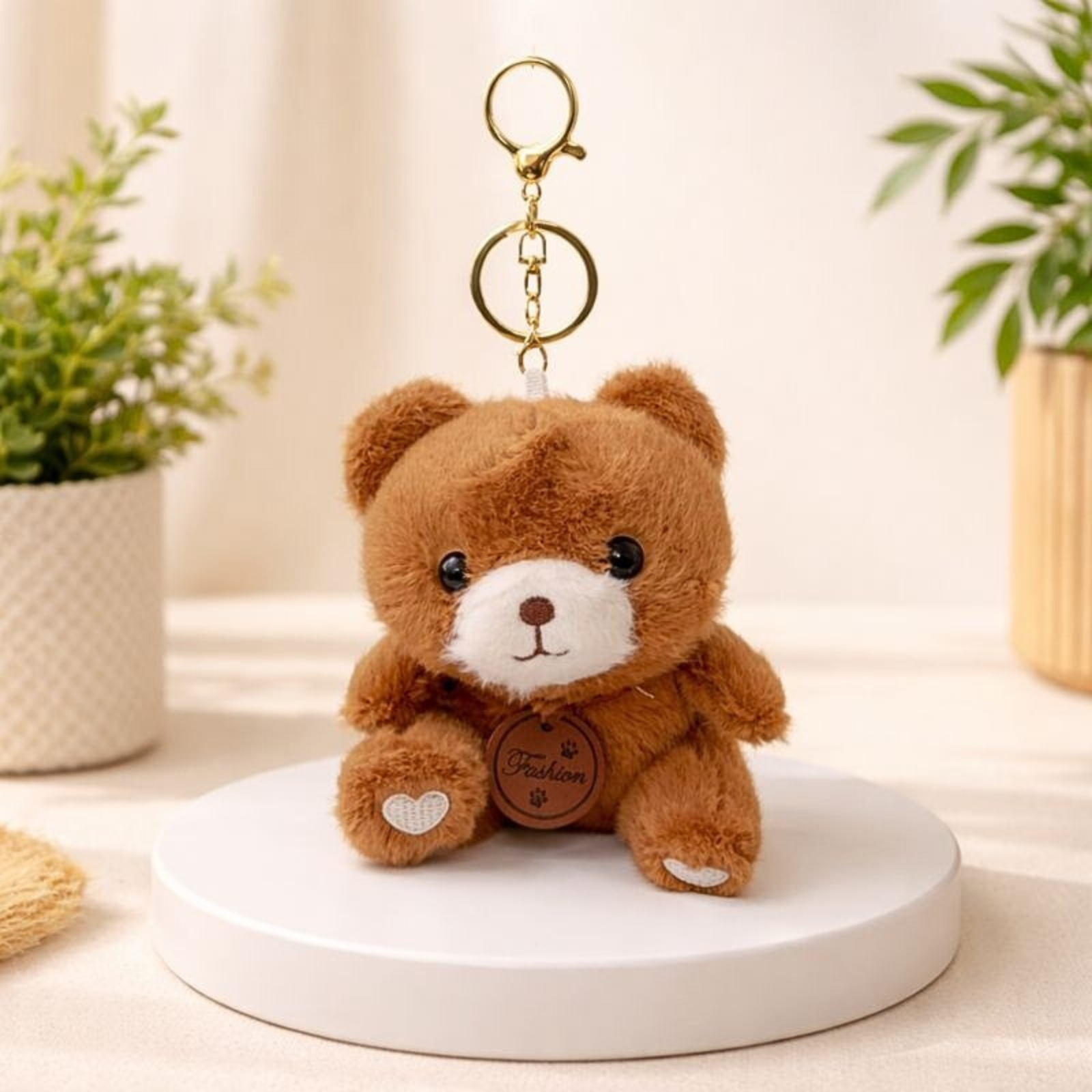Cute Teddy Bear Plush Keychain with Soft Fluffy Fabric
