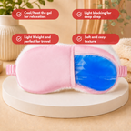 White Plush Cooling Eye Mask with Removable Blue Gel Pad and Blue Bow