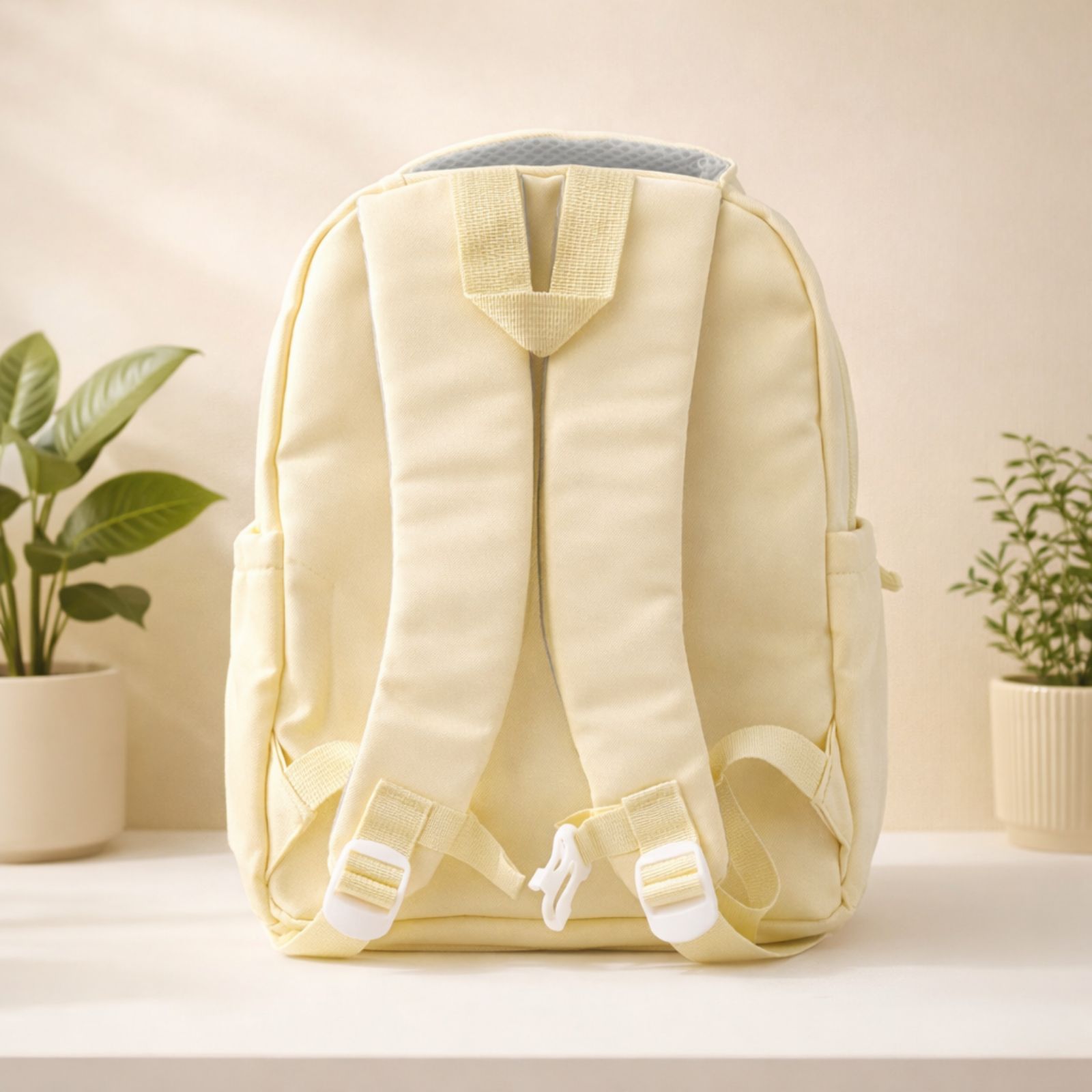Donut Design Yellow Backpack with Chest Strap
