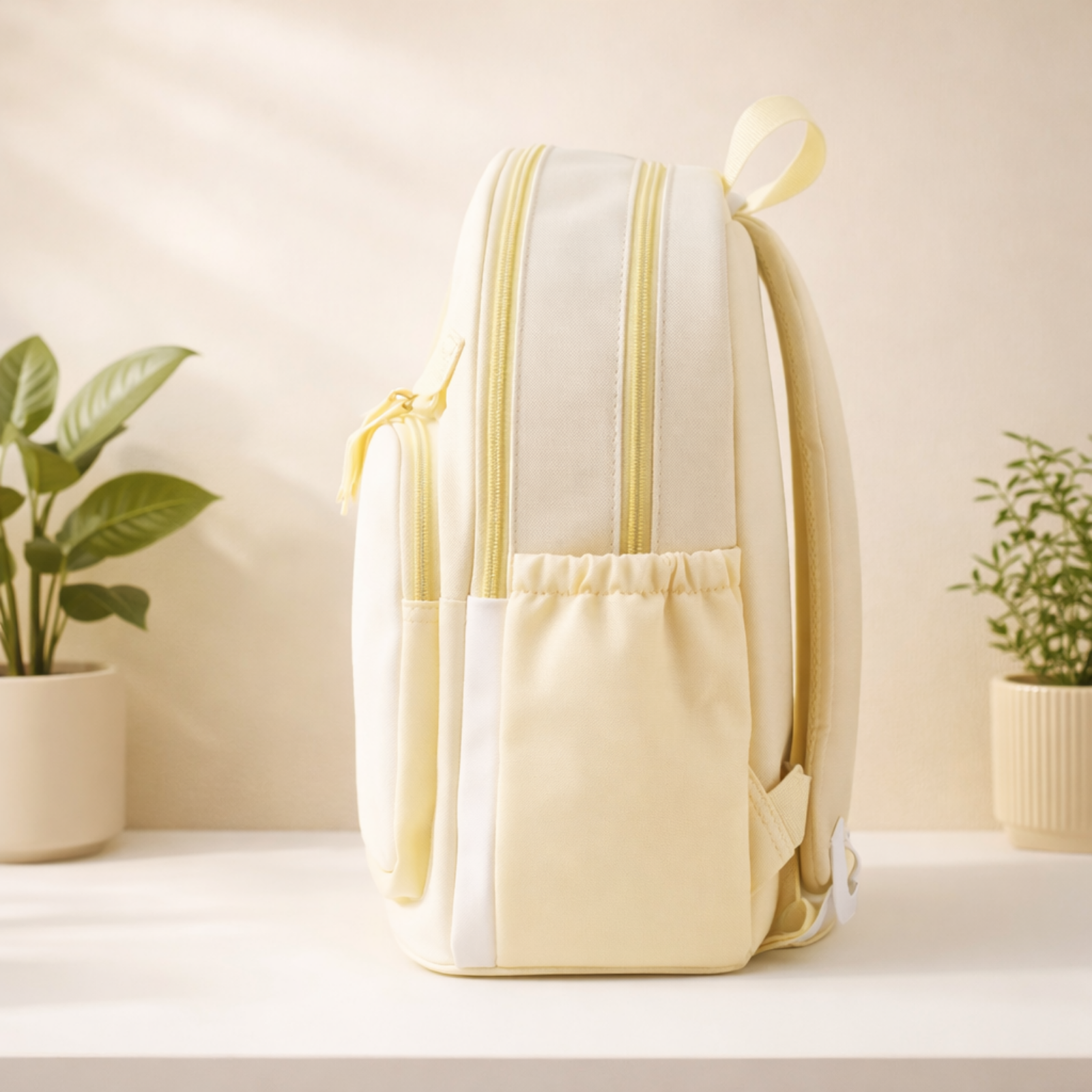 Donut Design Yellow Backpack with Chest Strap