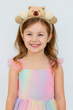 Plush Hairband & Hairbelt Set for Girls – Soft Cartoon Bear Headband & Elastic Bunny Hair Belt for Toddlers and Kids