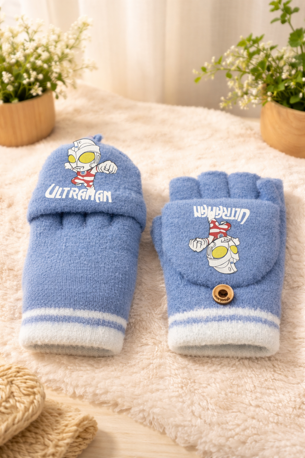 Winter Special Dark Blue Kids Convertible Gloves with Detachable Top