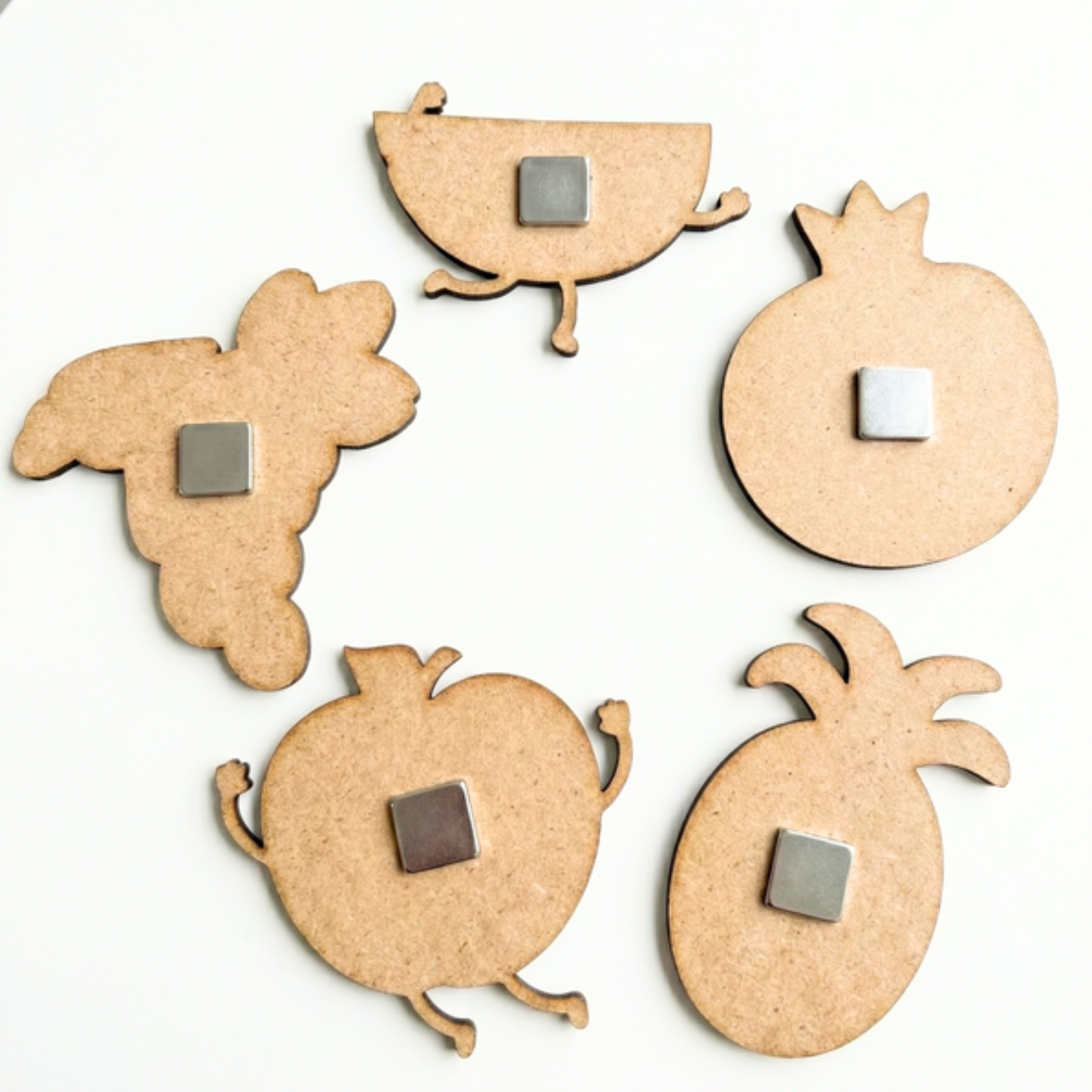 DIY Fruit Painting Magnet Kit (5 Wooden Magnets + 6 Colors + 1 Brush)