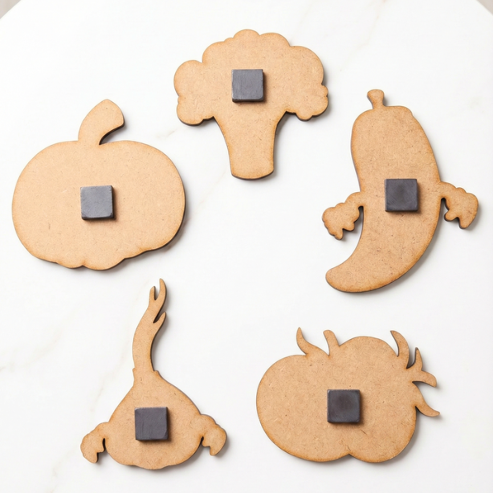 DIY Vegetable Painting Magnet Kit (5 Wooden Magnets + 6 Colors + 1 Brush)