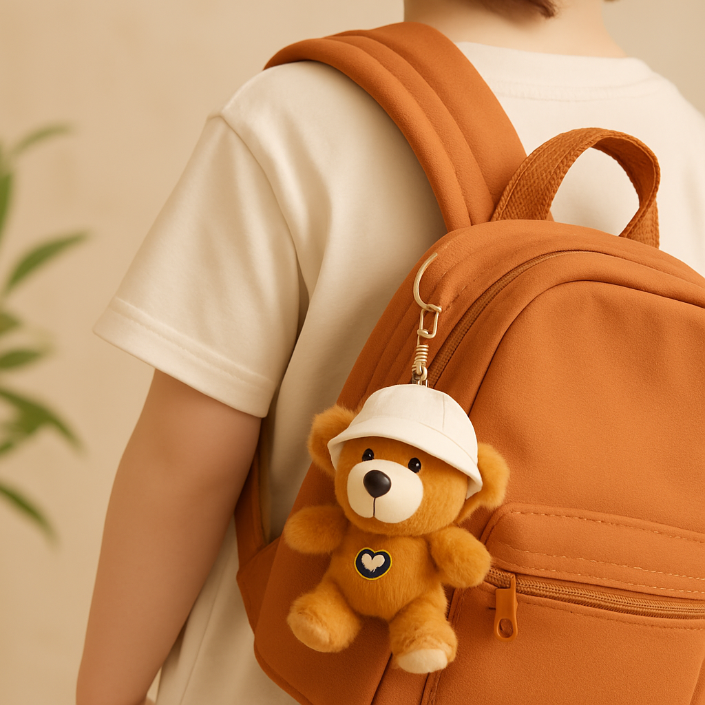 Teddy Bear with Hat Plush Keychain