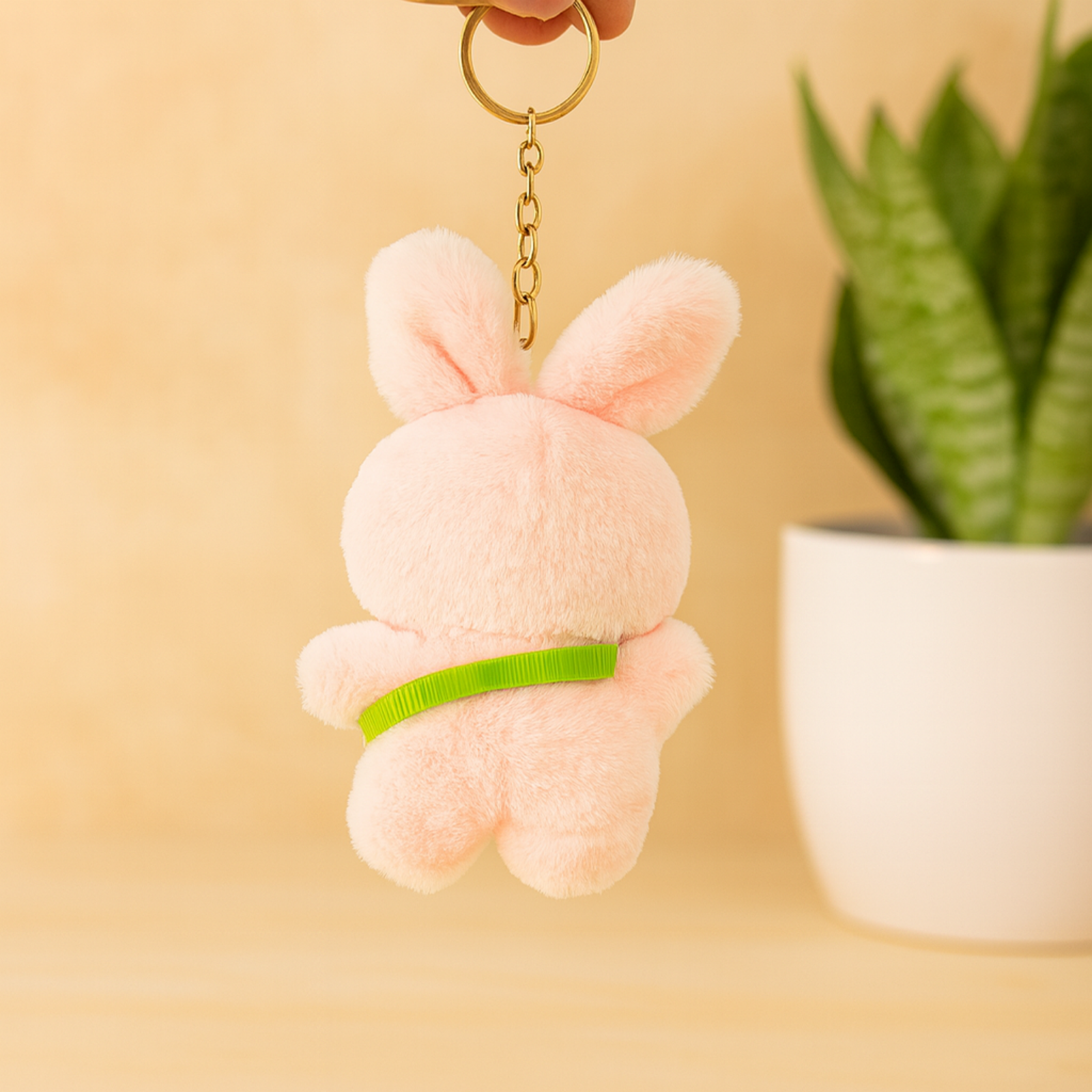 Nerdy Bunny Plush Keychain with Glasses