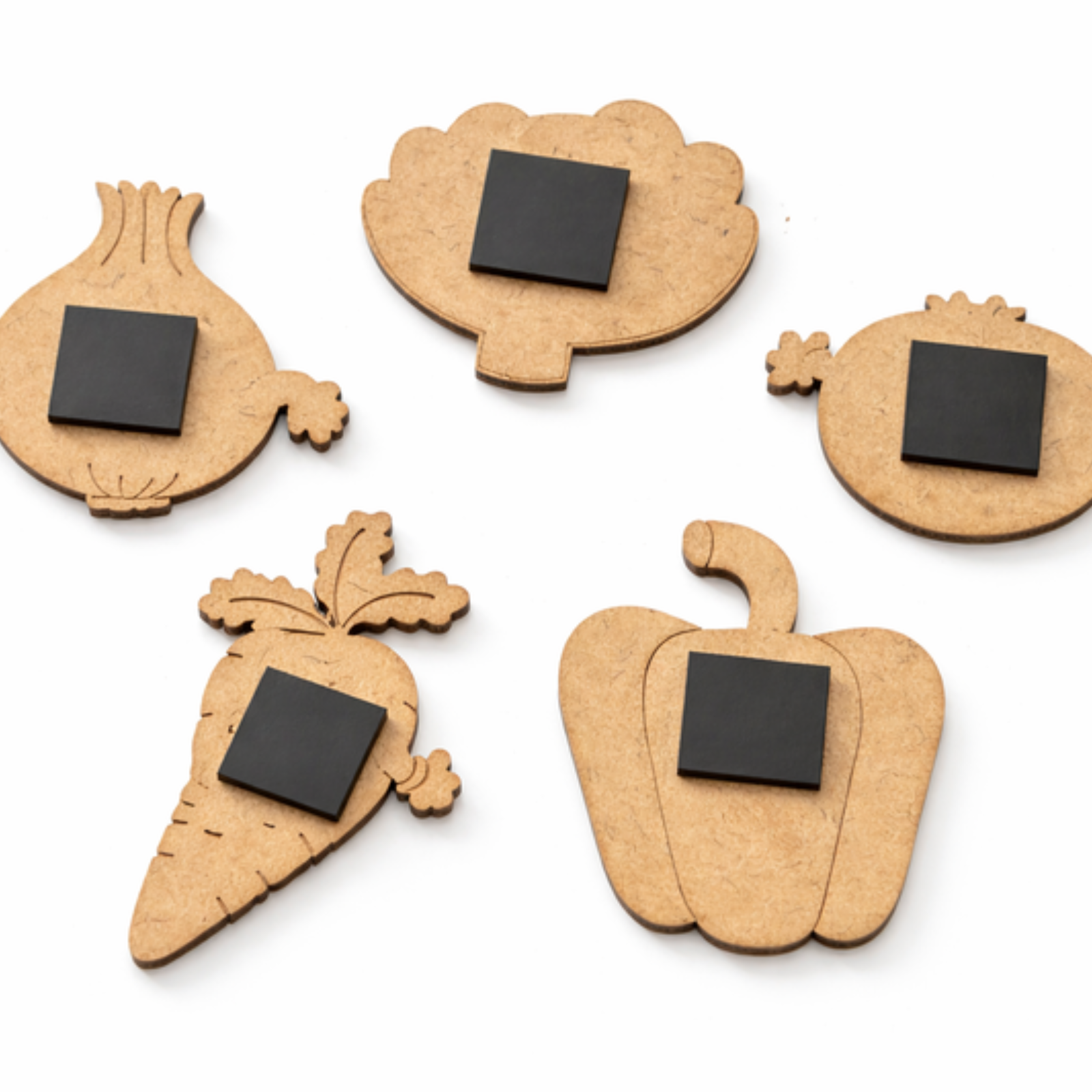 DIY Vegetable Painting Magnet Kit (5 Wooden Magnets + 6 Colors + 1 Brush)