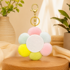 Pastel Smiley Flower Plush Bag Charm with Embroidered Face