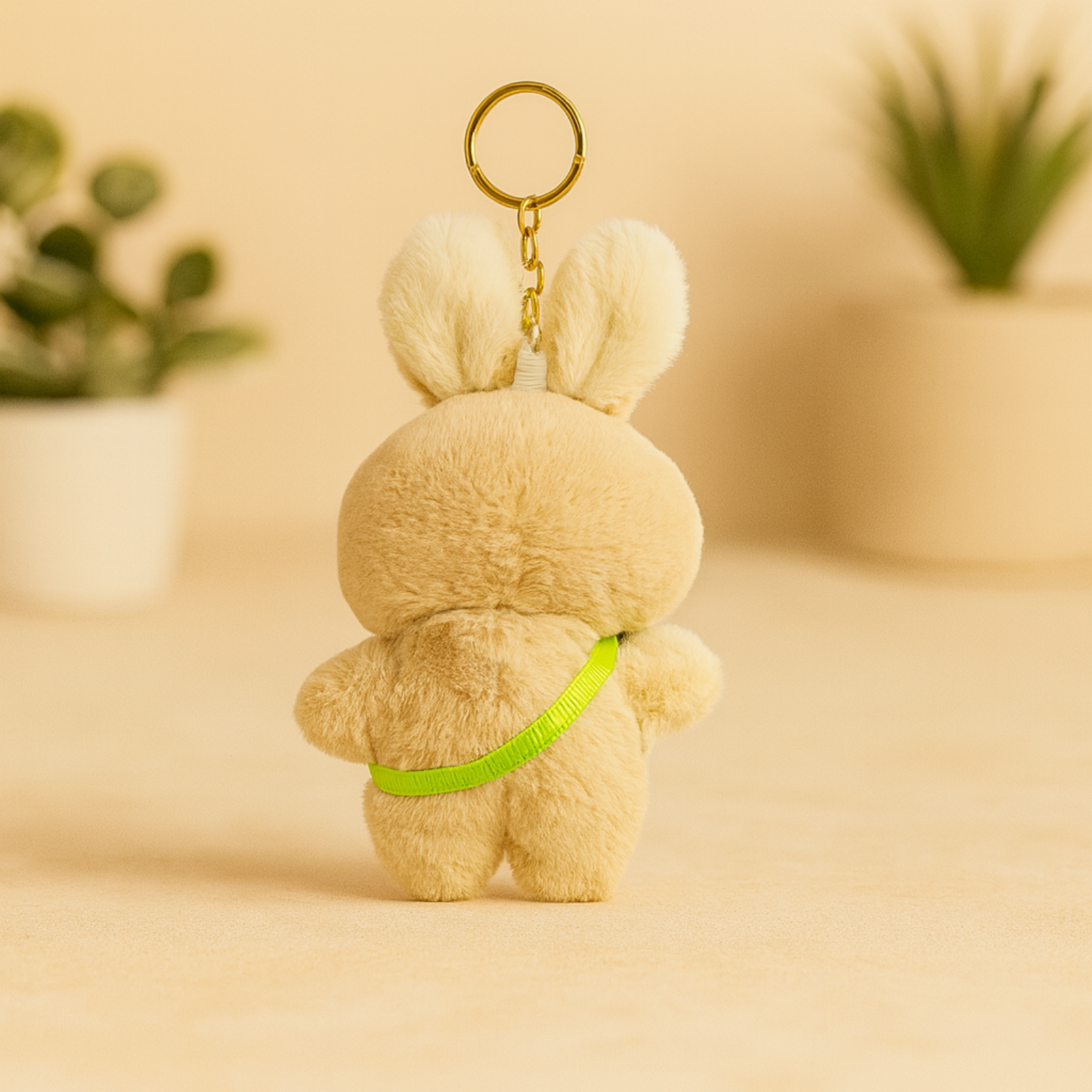Nerdy Bunny Plush Keychain with Glasses