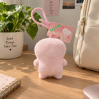 Pink Penguin Plush Keychain with Bow Tie