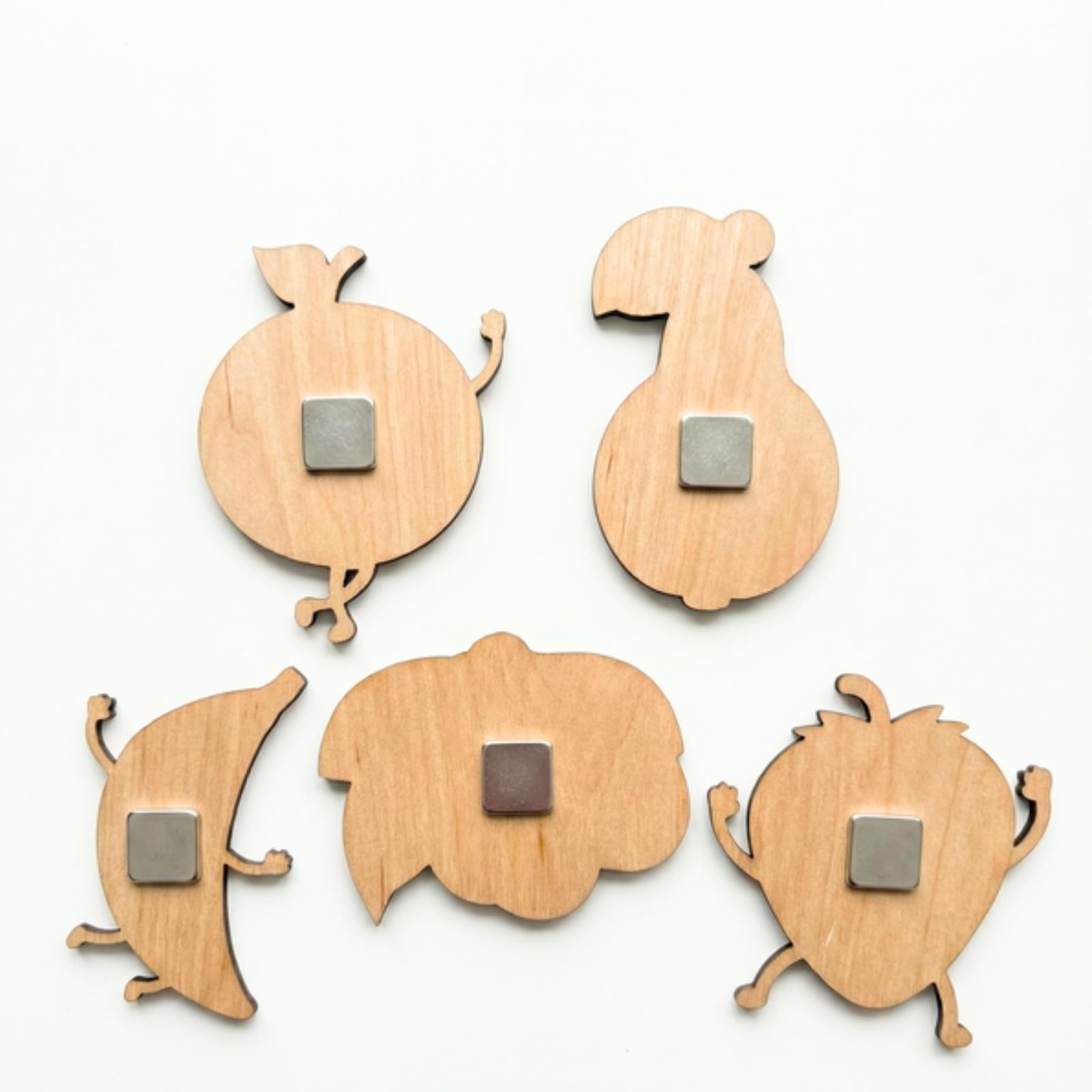 DIY Fruit Painting Magnet Kit (5 Wooden Magnets + 6 Colors + 1 Brush)