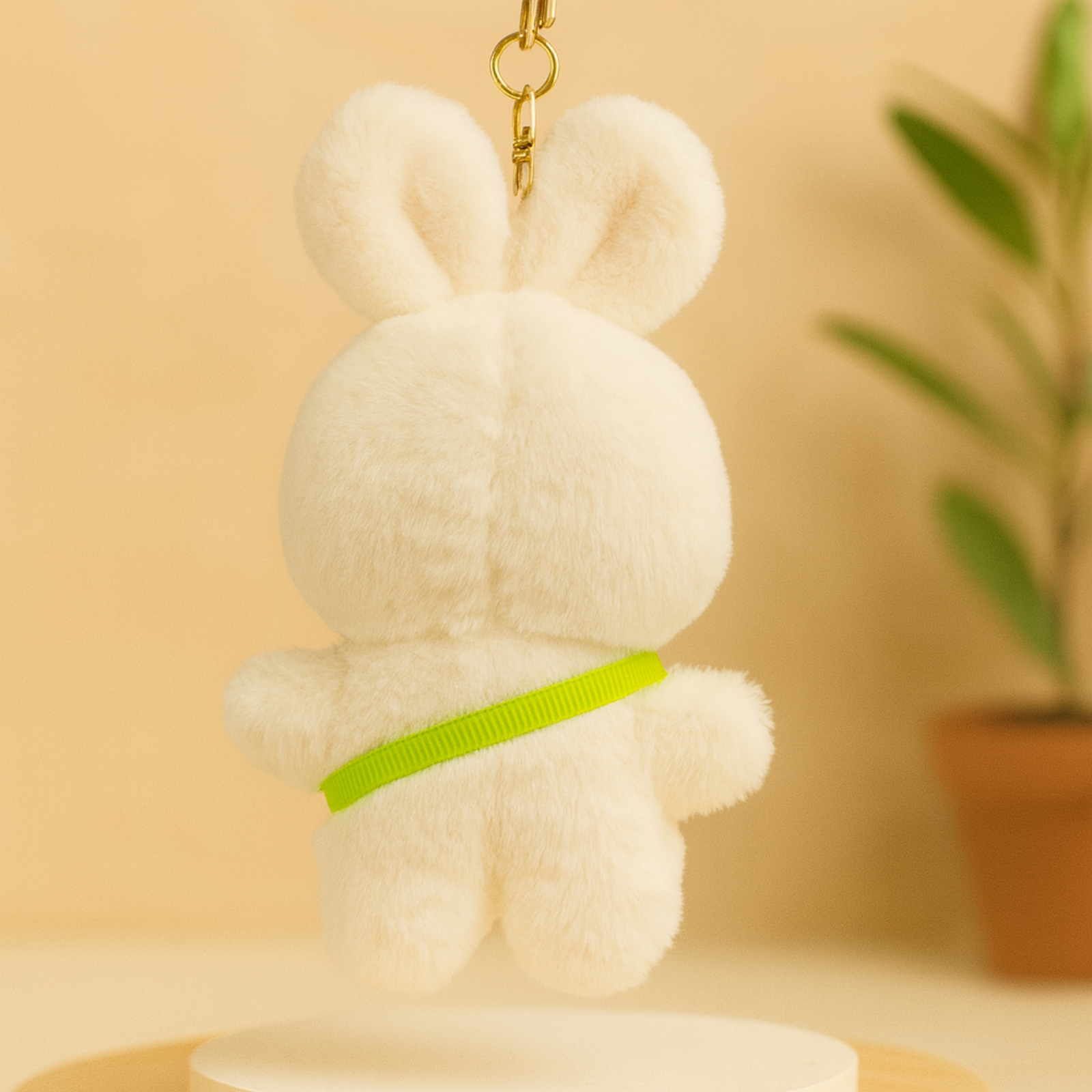 Nerdy Bunny Plush Keychain with Glasses
