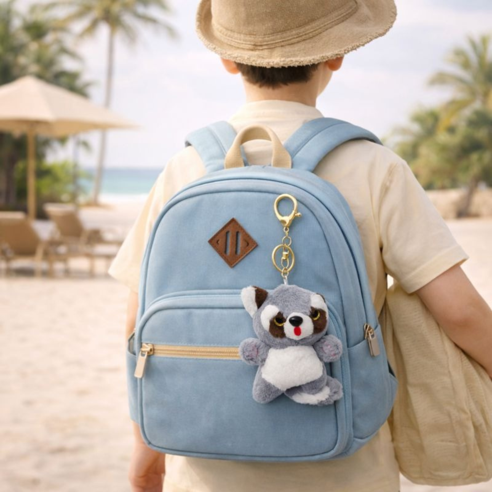 Cute Racoon Plush Keychain with Soft Fluffy Fabric