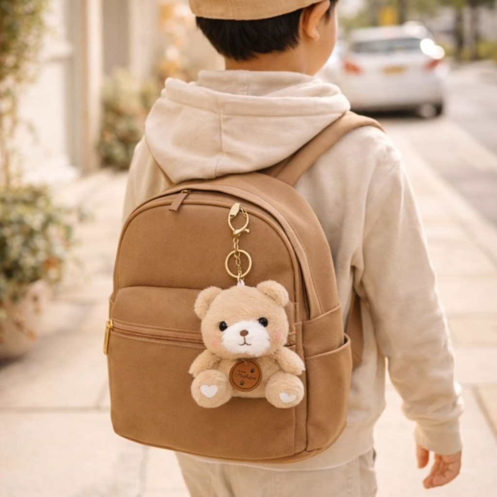 Cute Teddy Bear Plush Keychain with Soft Fluffy Fabric