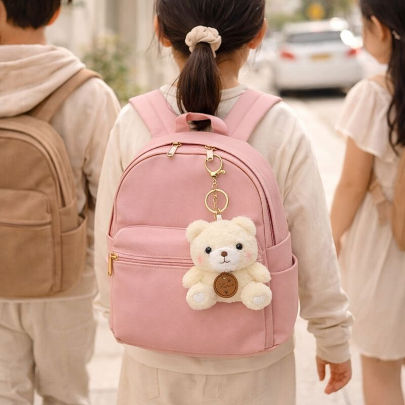 Cute Teddy Bear Plush Keychain with Soft Fluffy Fabric