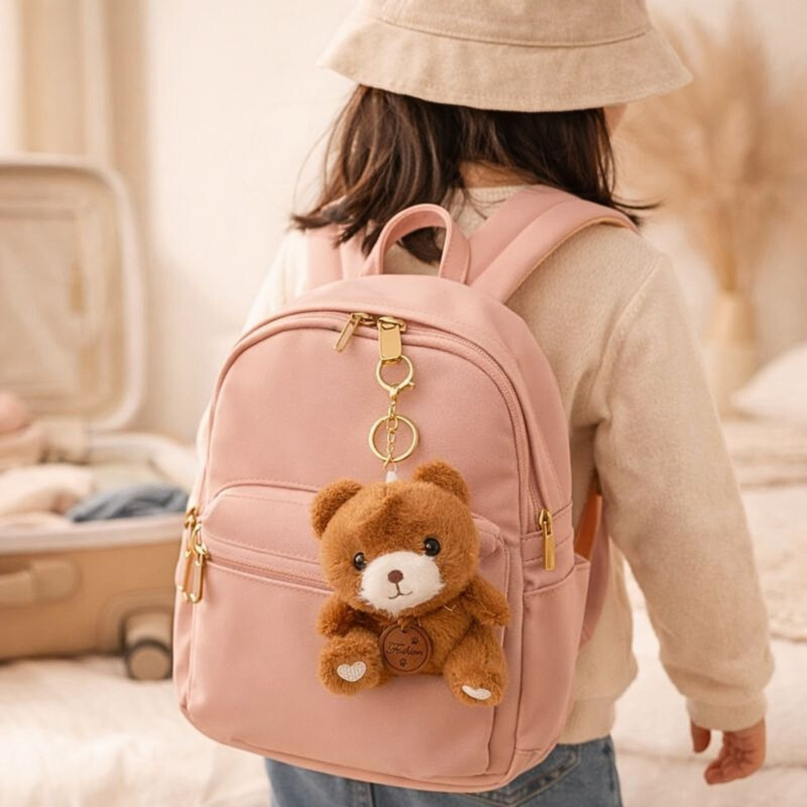 Cute Teddy Bear Plush Keychain with Soft Fluffy Fabric