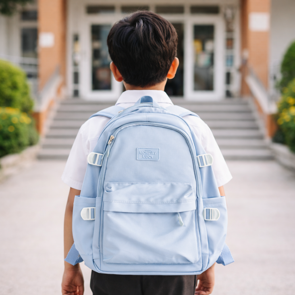 Light Blue School Backpack for Boys & Girls