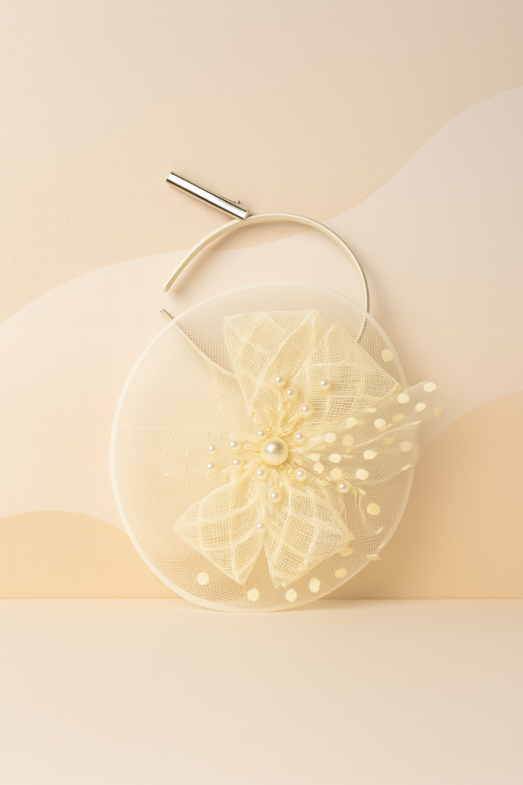 2-in-1 Pearl Bow Hairband & Clip – White Designer convertible Headpiece for Girls