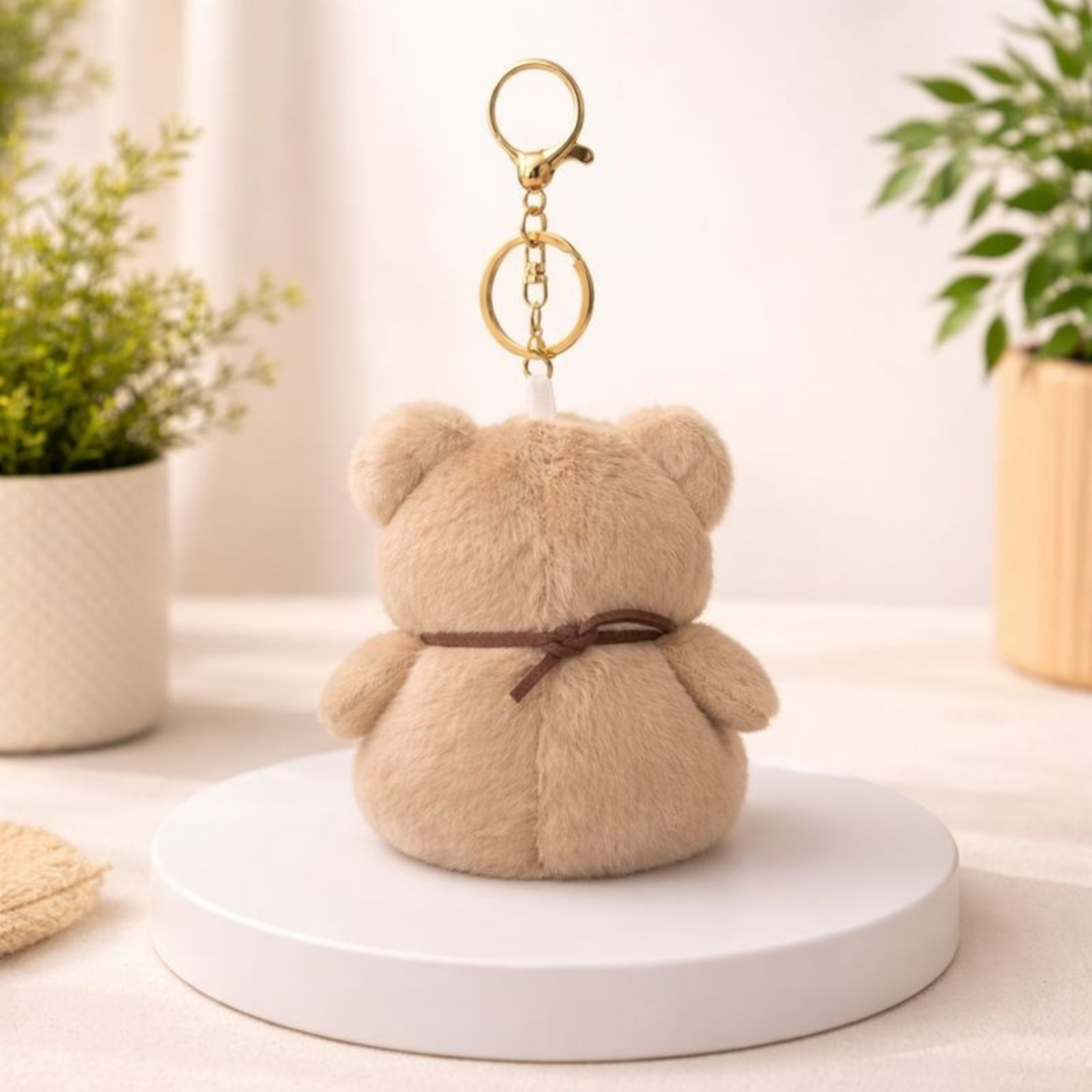 Cute Teddy Bear Plush Keychain with Soft Fluffy Fabric