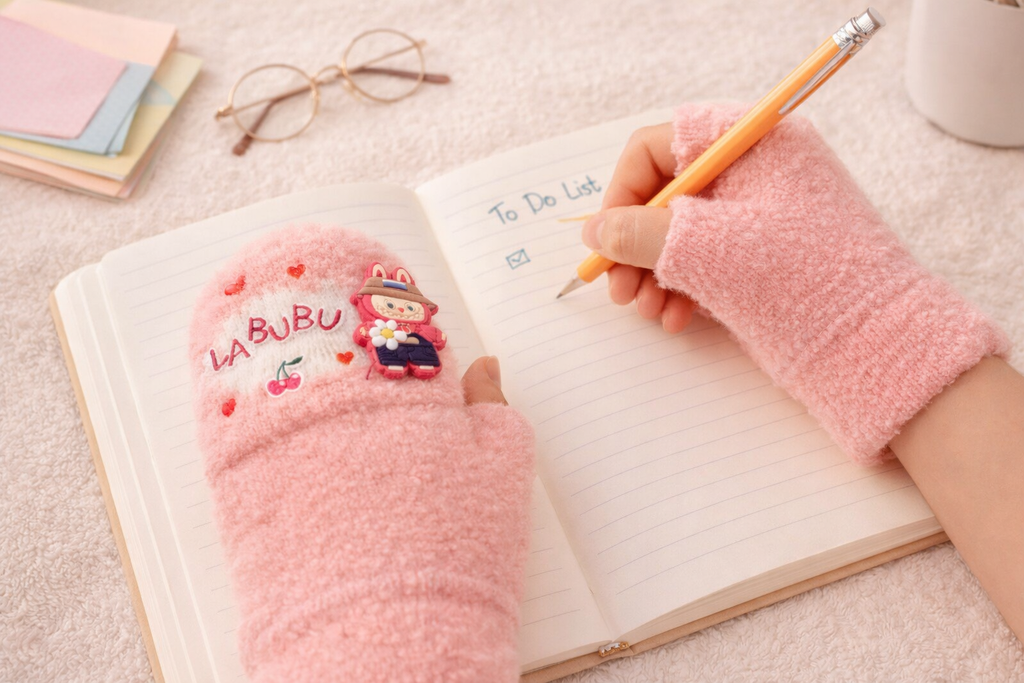 Winter Special Dark Pink Kids Convertible Gloves with Detachable Top