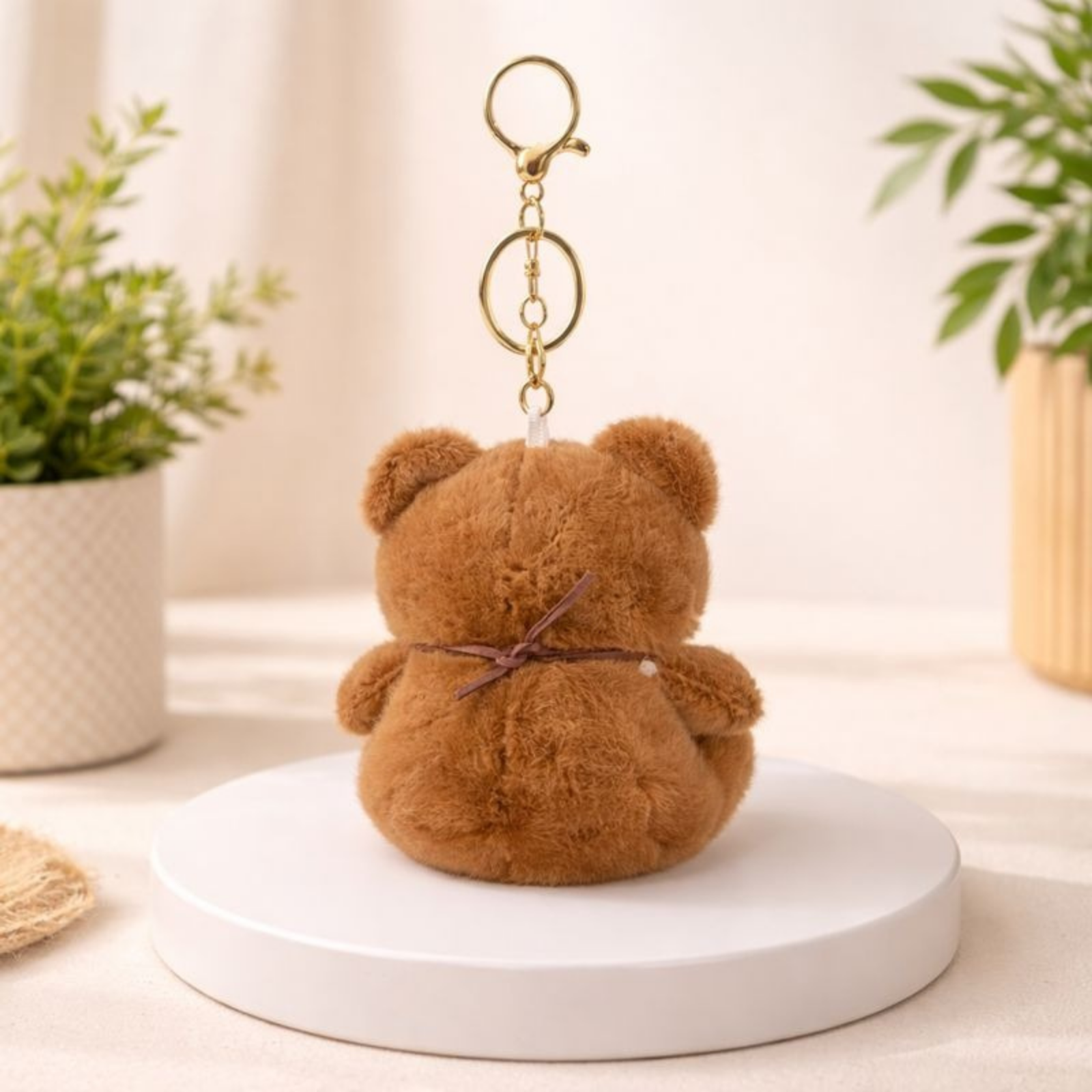 Cute Teddy Bear Plush Keychain with Soft Fluffy Fabric