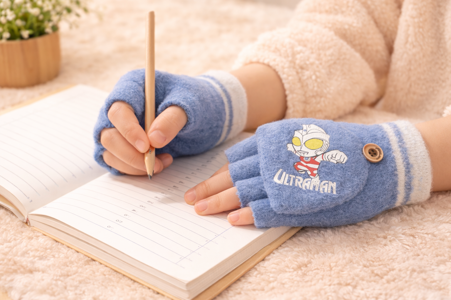 Winter Special Dark Blue Kids Convertible Gloves with Detachable Top