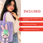 Purple Bunny Plush Tote Bag