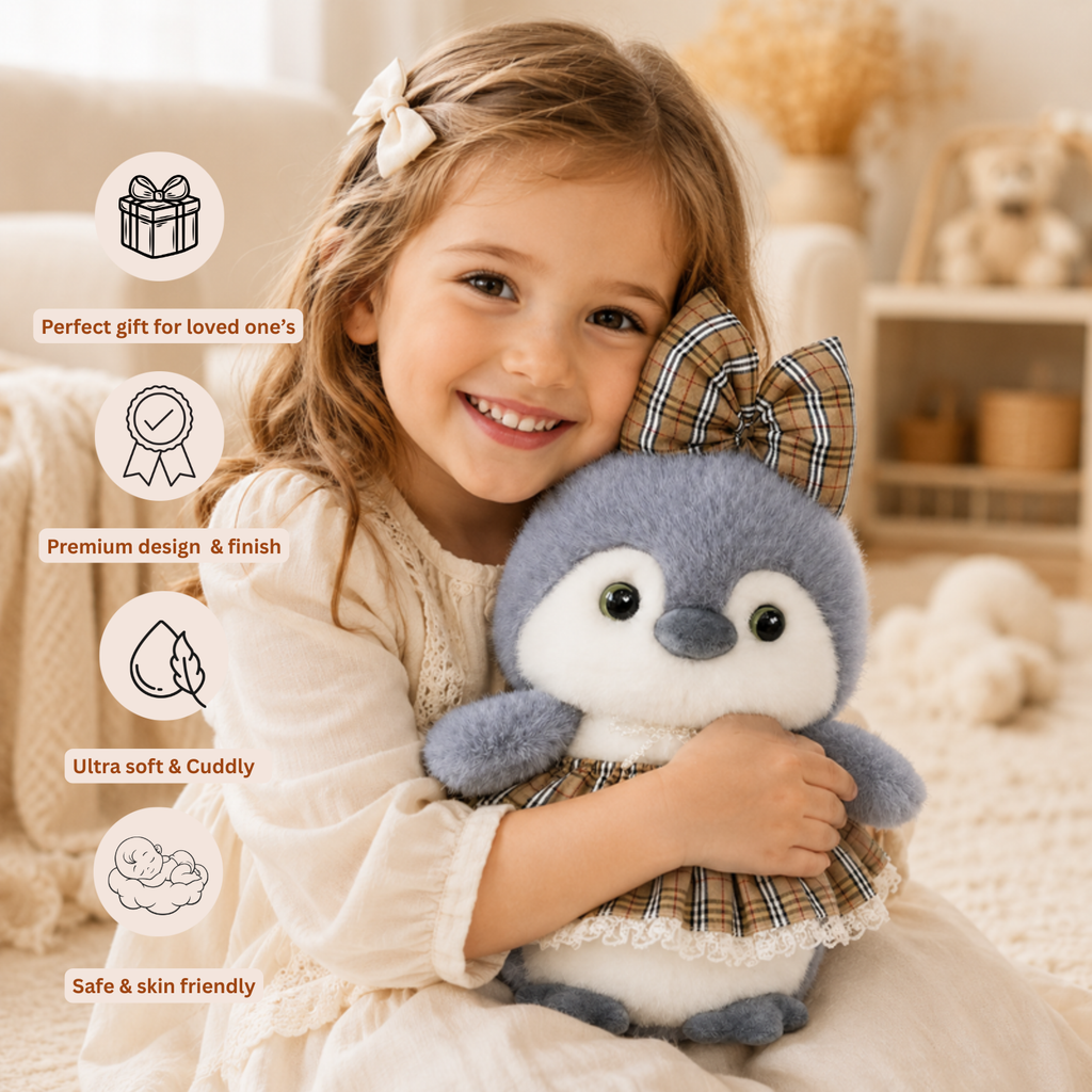 Hazel – The Plaid Penguin Plush Toy