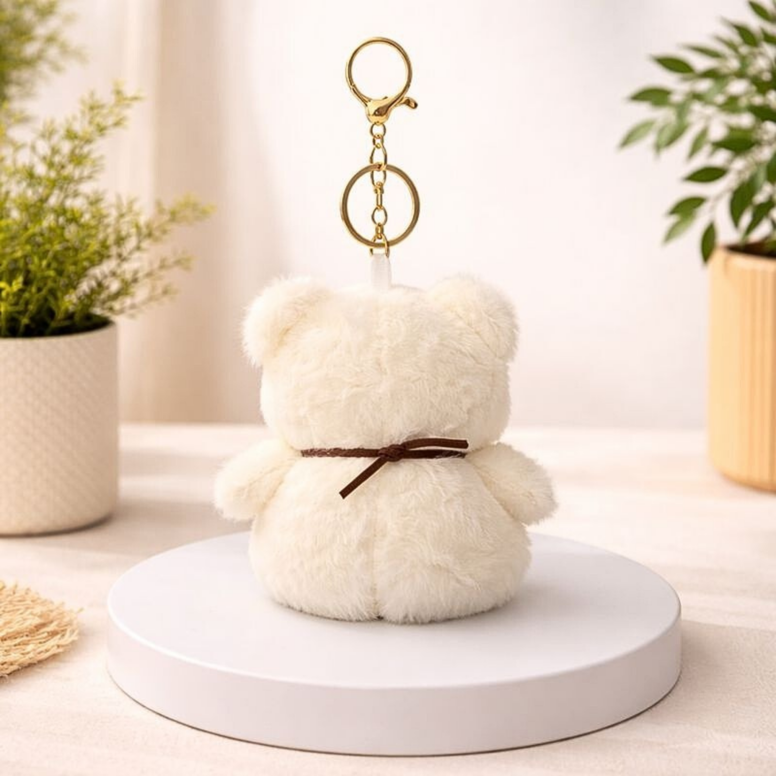 Cute Teddy Bear Plush Keychain with Soft Fluffy Fabric