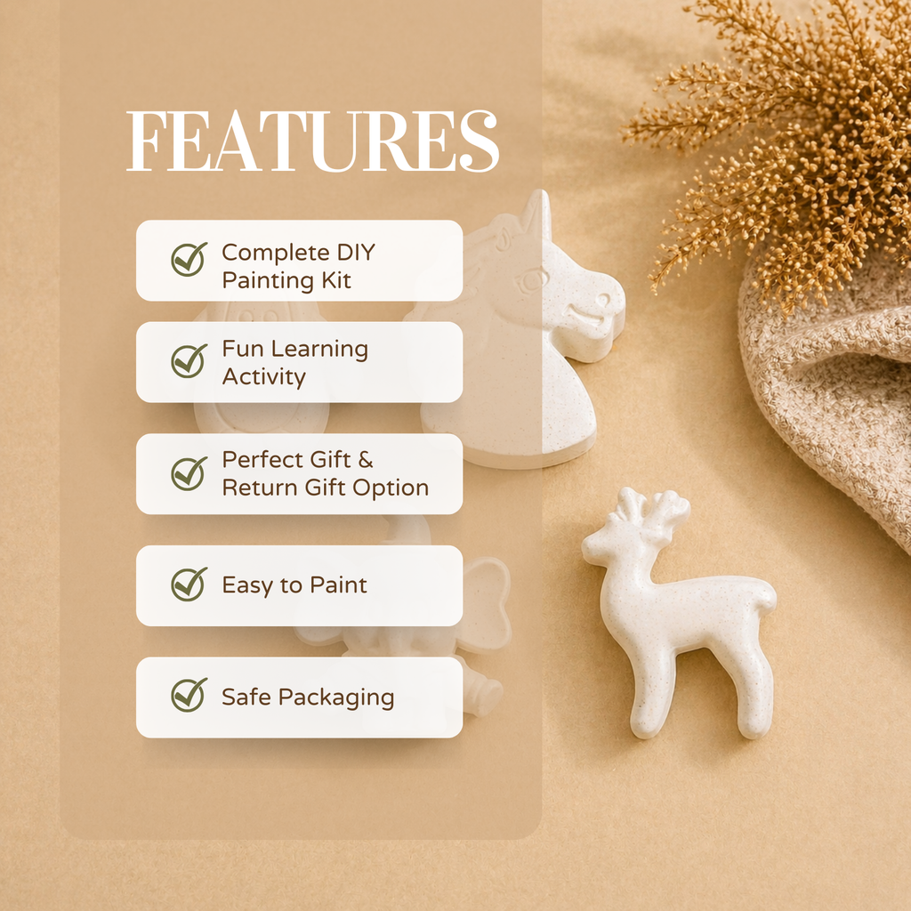 Animal DIY Painting Kit (Unicorn Head, Penguin, Deer & Elephant Character)