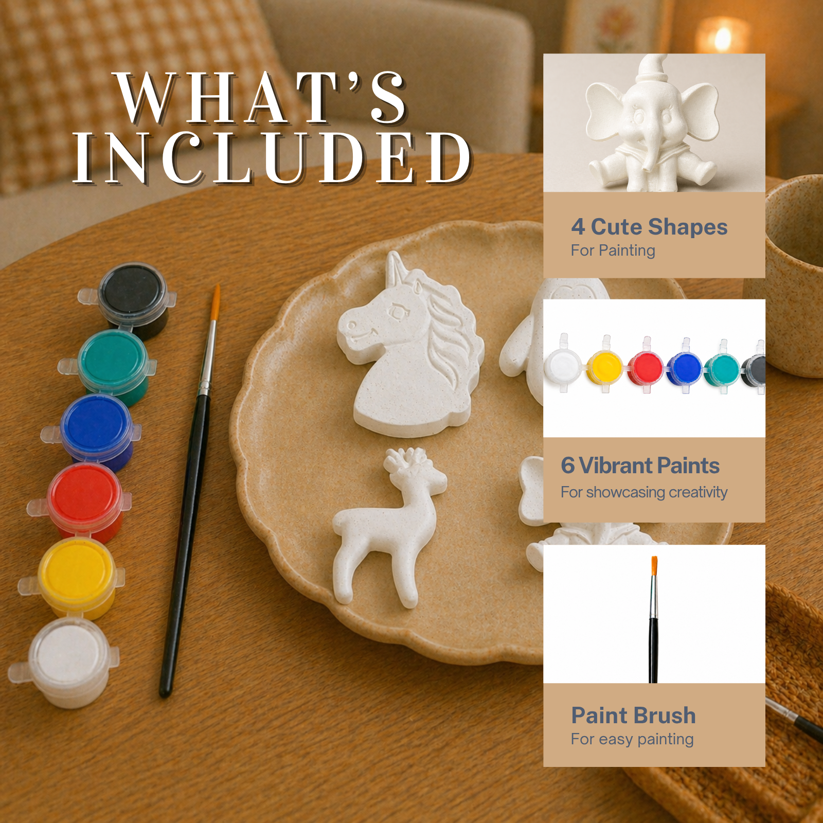 Animal DIY Painting Kit (Unicorn Head, Penguin, Deer & Elephant Character)
