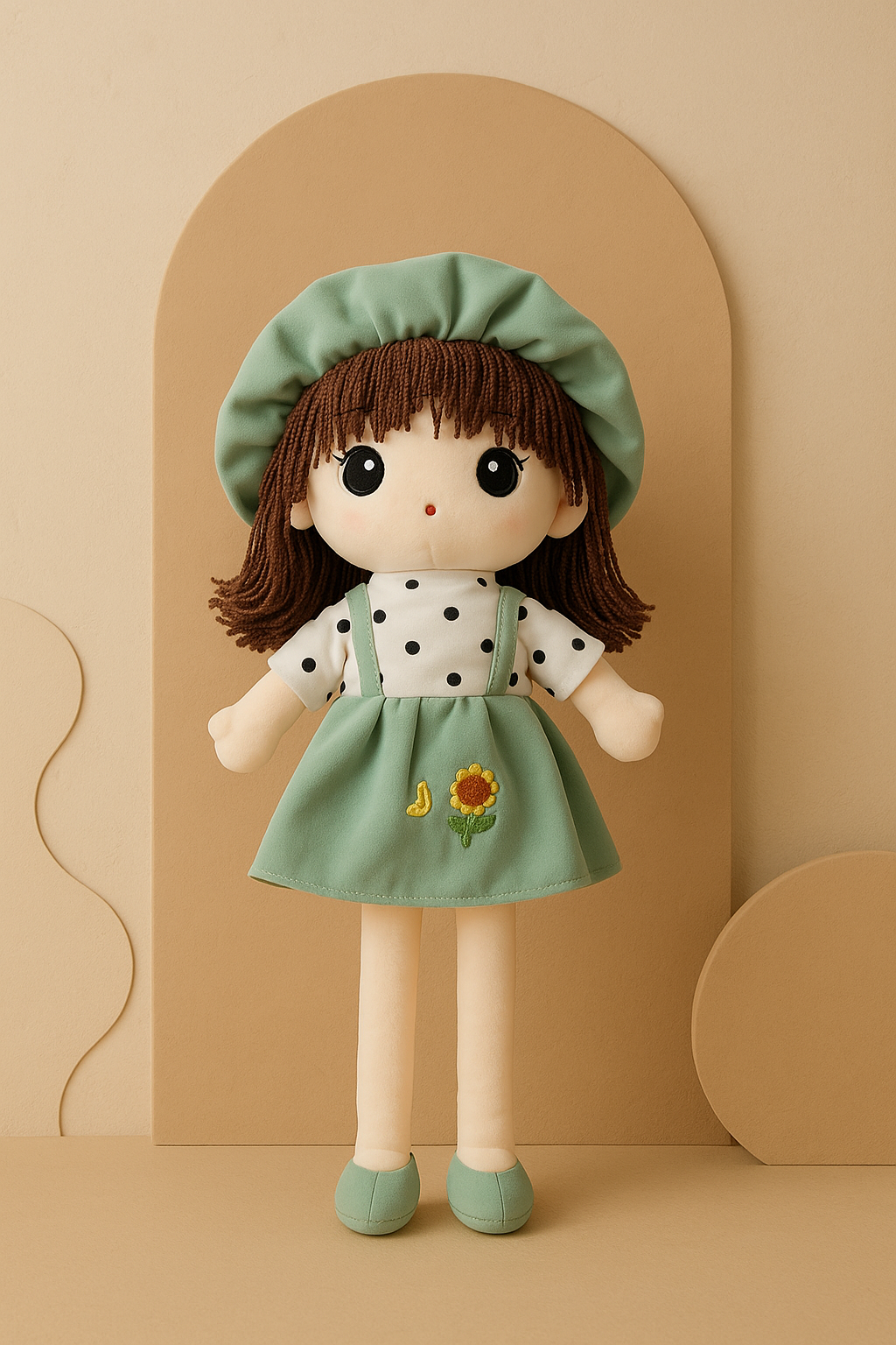 Whumies Soft Fabric Girl Doll with Embroidered Dress