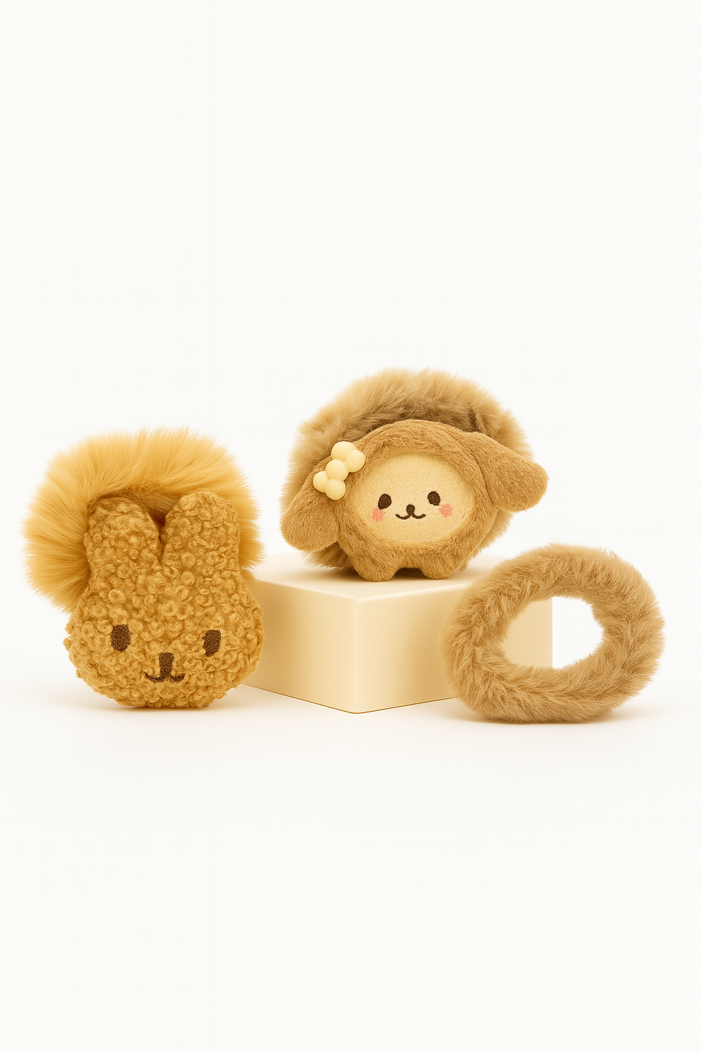 Whumies Fluffy Bunny Hair Accessory Duo – Plush Bunny hair tie & Cute Cartoon Hair Clip