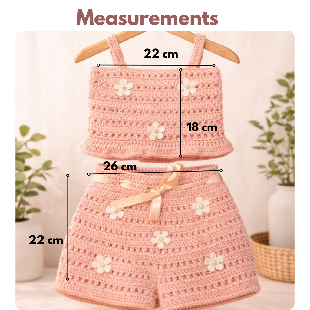 Winter Special Handmade Crochet Top & Shorts Set for Kids (2–4 Years)