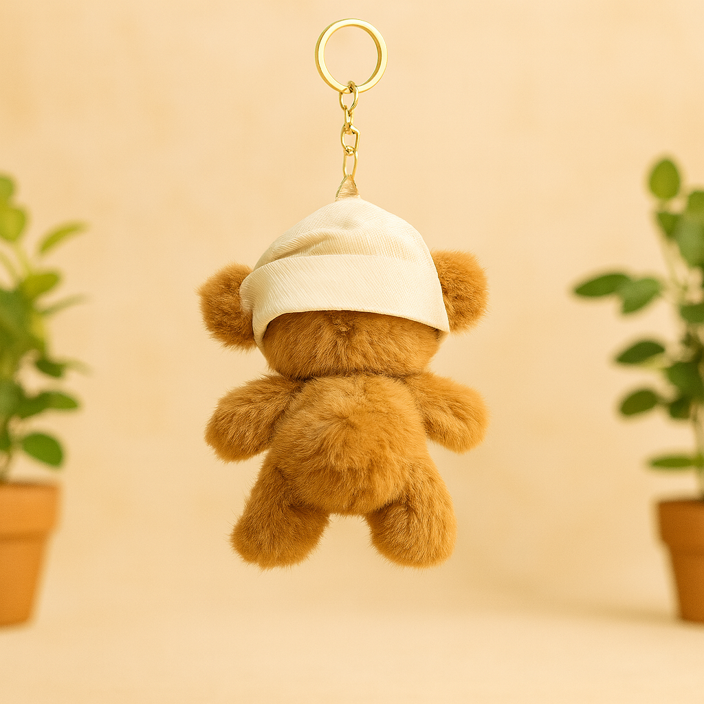 Teddy Bear with Hat Plush Keychain