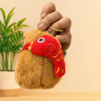 Capybara Plush Keychain with Red Bag