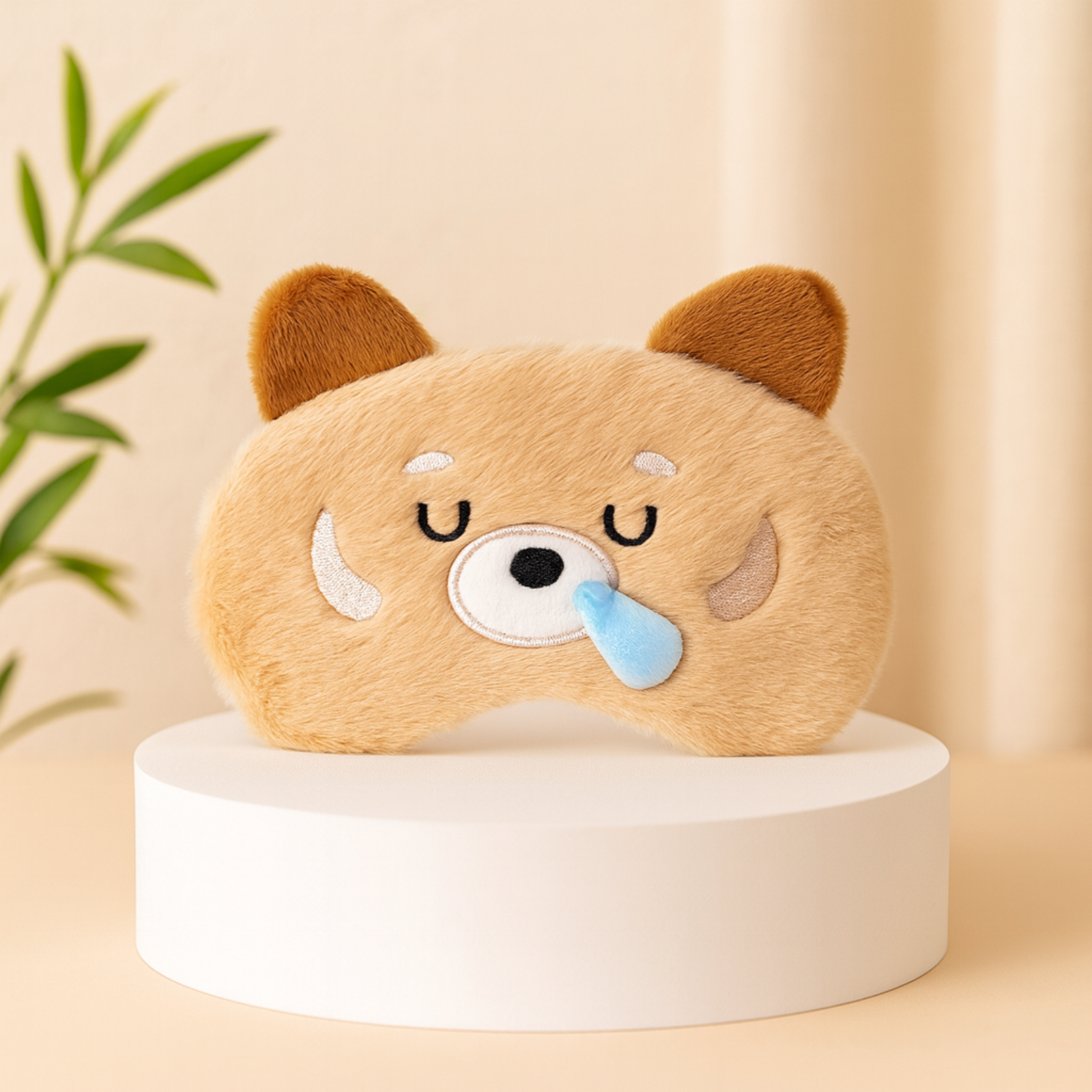 Plush Bear Sleep Eye Mask with Hot & Cold Gel Pad for Men Women