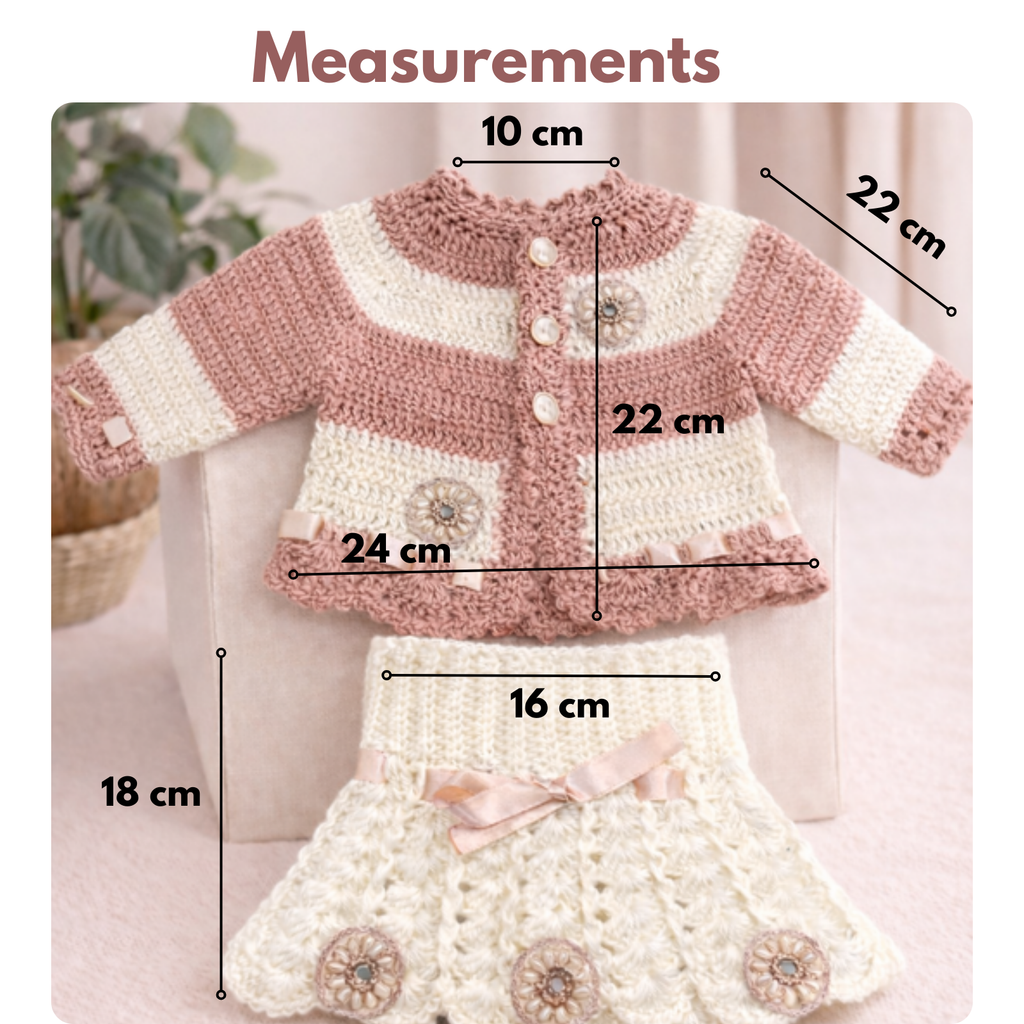 Winter Special Handmade Crochet Sweater & Skirt Set for Kids (2–4 Years)