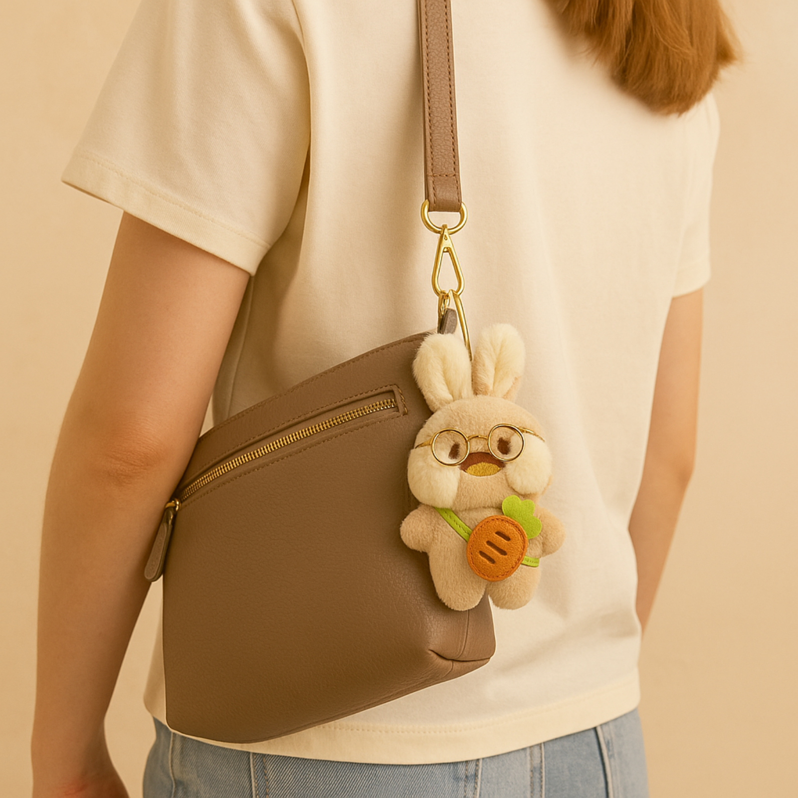 Nerdy Bunny Plush Keychain with Glasses