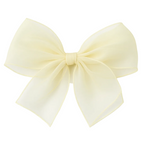 Large light yellow bow on a white background
